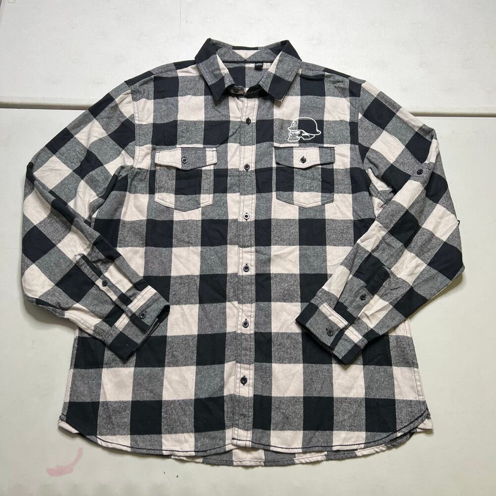 METAL MULISHA MENS FLANNEL GREY & BLACK Sz XLY2K Punk grunge NWT
